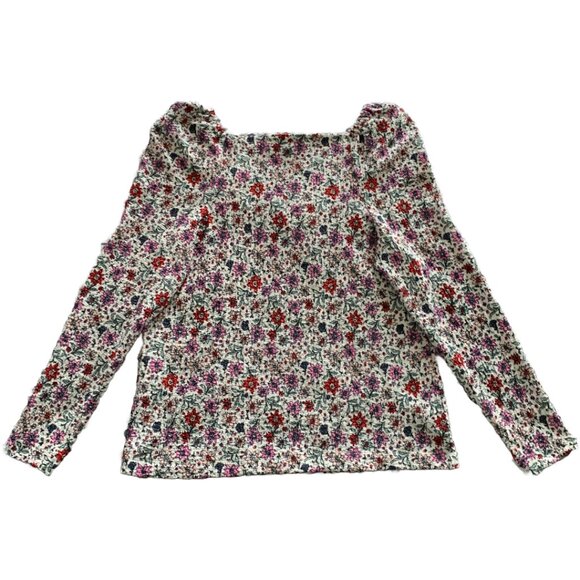 NWT LOFT Womens' Floral & Ladybug Print Bloom Smocked Square Neck Top Sz L - Picture 7 of 9